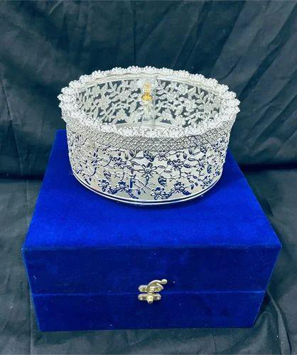 Silver Laddoo box (Size: 5 inch of box)